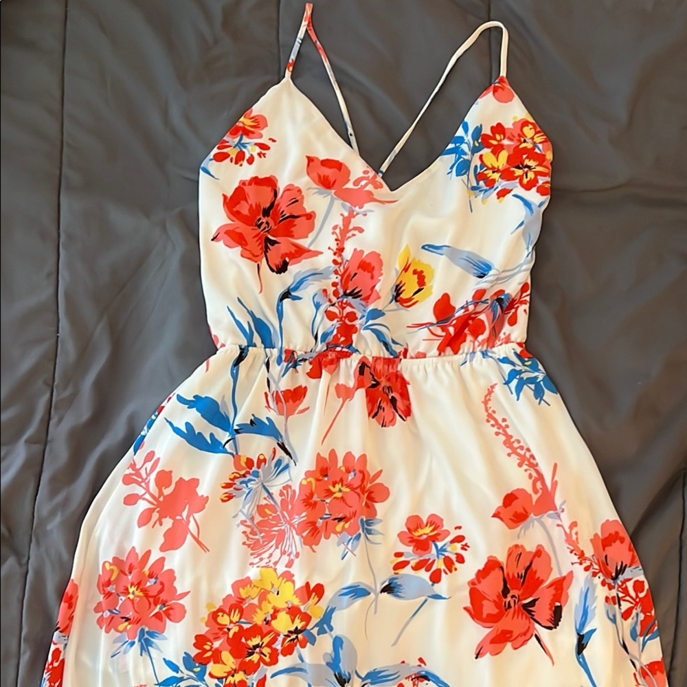 Shinestar White and Red Floral Dress